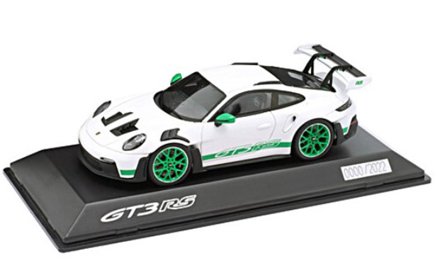 1/43 - GT3 RS Scale Model - White w/Green : Suncoast Porsche Parts